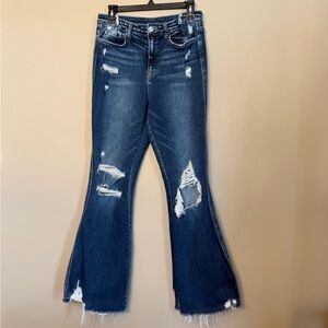 Flying Monkey Distressed Flare Jeans